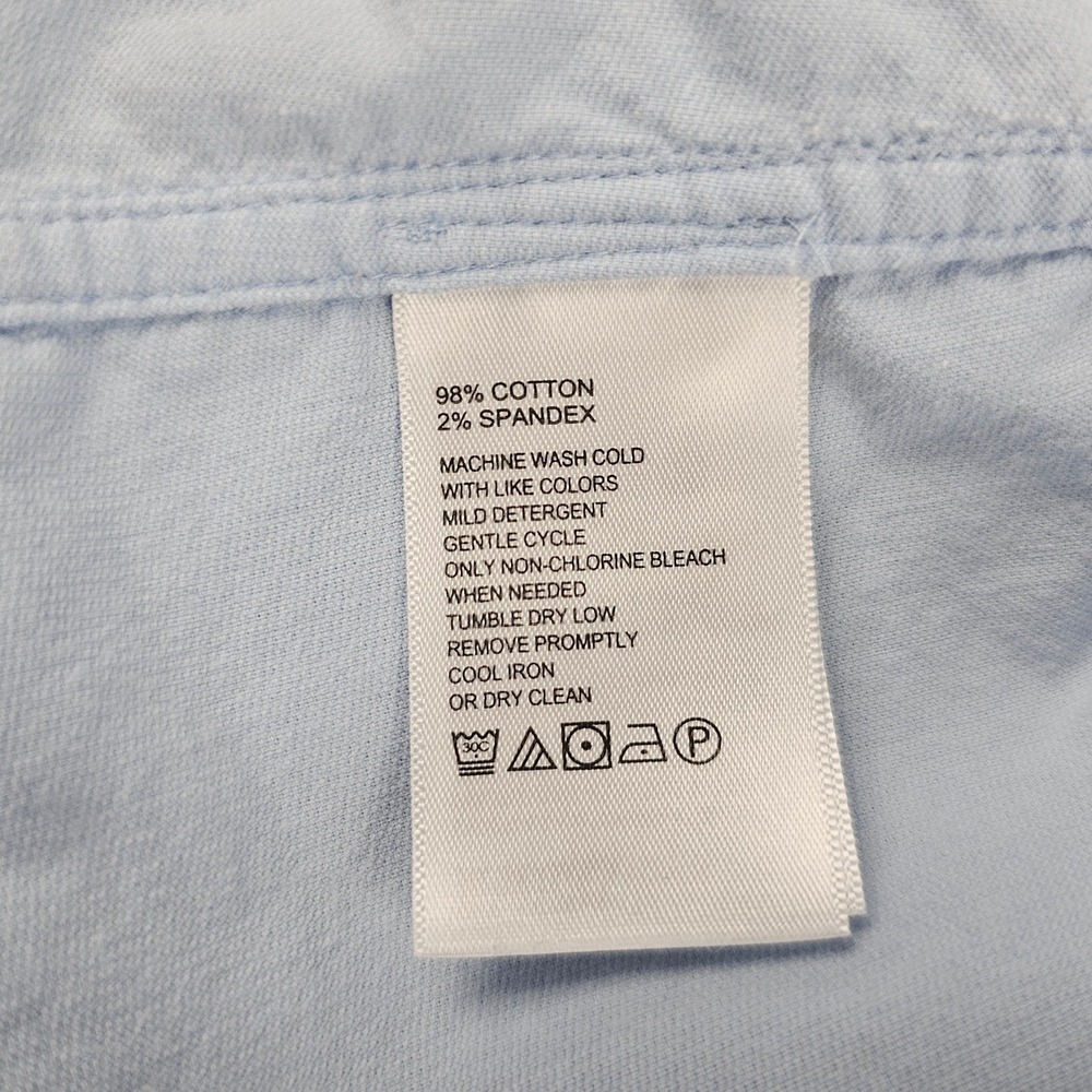 Tommy‎ Bahama Light Blue Corduroy Button Up Long Sleeve Shirt Pink Plaid Collar - Picture 6 of 8